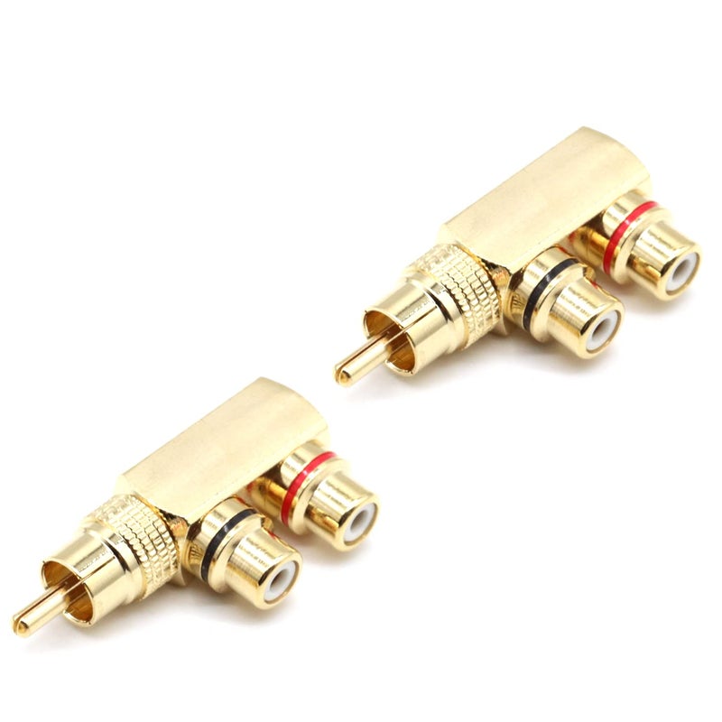 LOCHSOEL RCA Splitter Adapter,Right Angle RCA Male to 2 Female AV Splitter Adapter Gold Plated Connector(2Pack) - Image 2